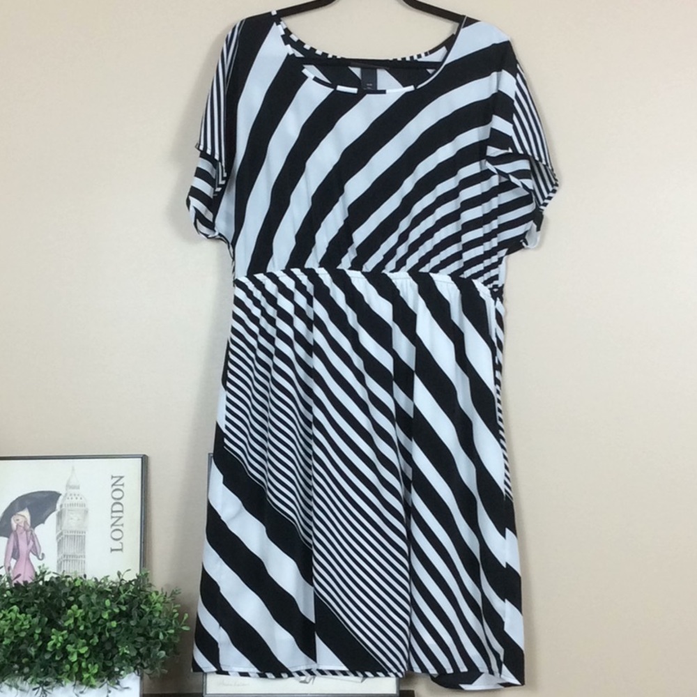 Lane Bryant black and white striped dress